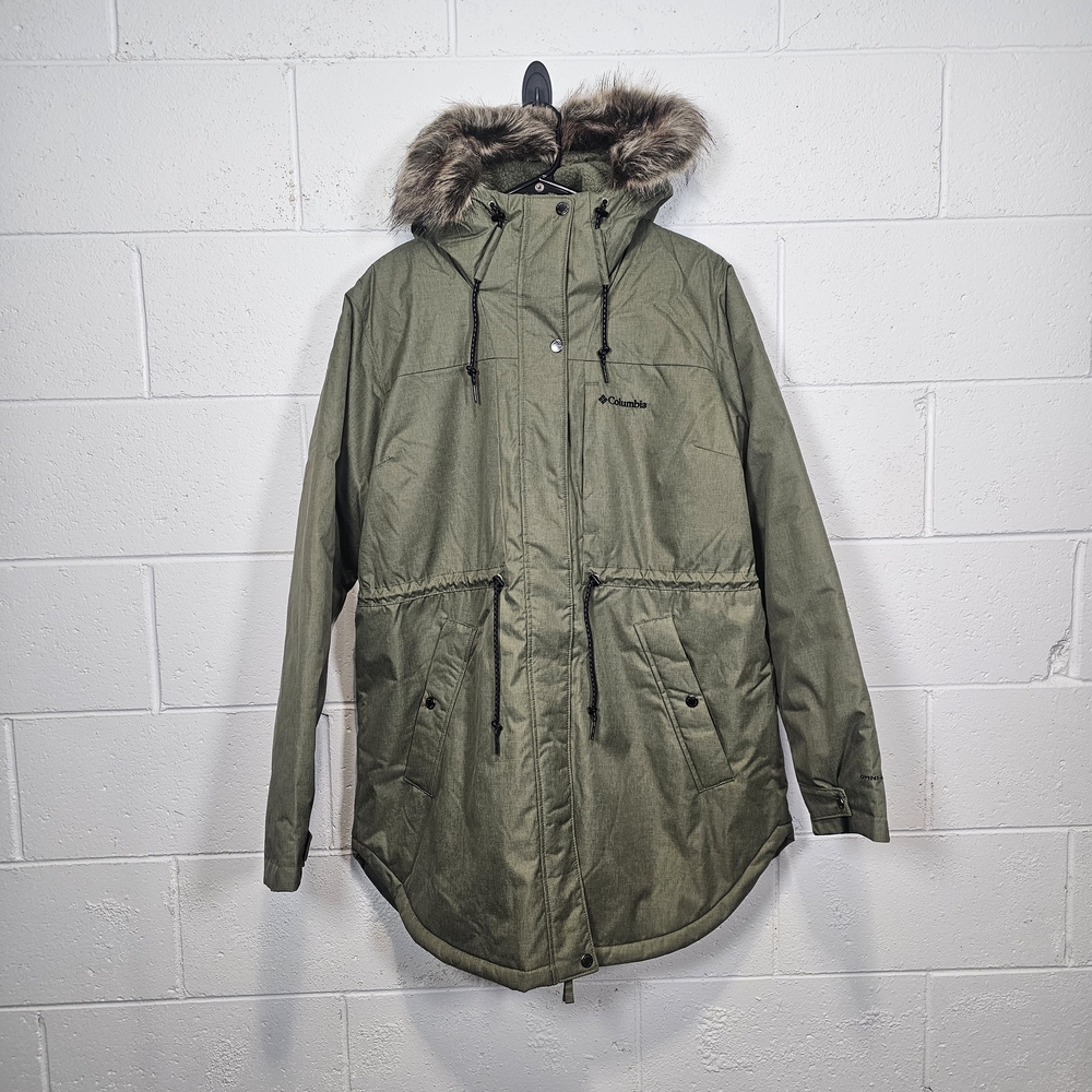 Columbia Olive Green Faux Fur Hooded Ski Jacket